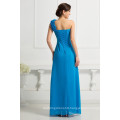 Grace Karin Hot Sale One Shoulder Flower Chiffon Long Blue Bridesmaid Dresses CL3402-4#